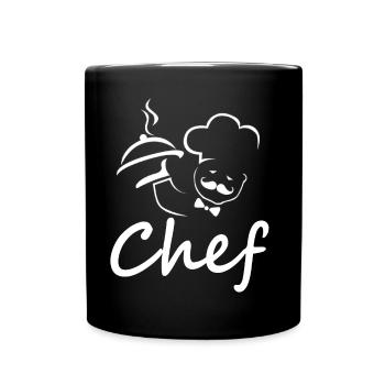 Chefkoch lecker kochen Köchin Kochlöffel Geschenk - Tasse einfarbig - Schwarz - Vorne