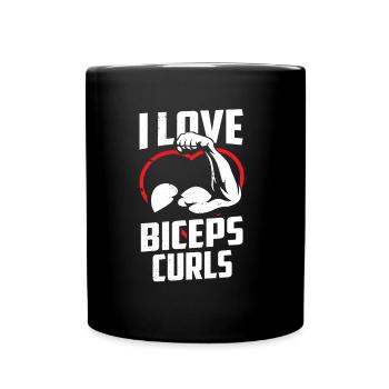 I love bicep curls biceps muscles sayings - Full Colour Mug - black - Front