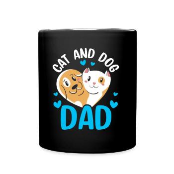 Cat And Dog Dad Dogs Cats Lover - Full Colour Mug - black - Front