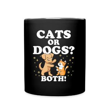 Cats or Dogs Both Lovers Dog Cat - Full Colour Mug - black - Front