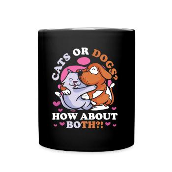 Cats or dogs, how about both cats - Full Colour Mug - black - Front