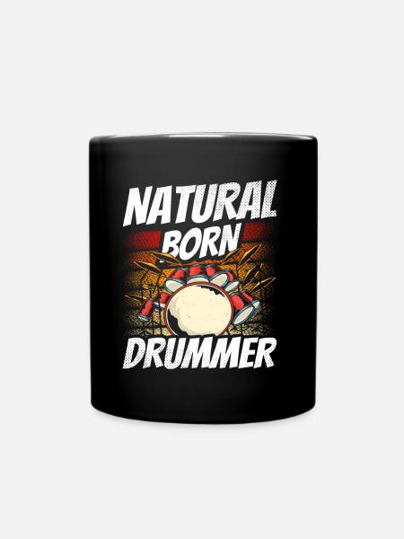 Un batteur né, batteur, batteur, kit de batterie - Mug uni - noir