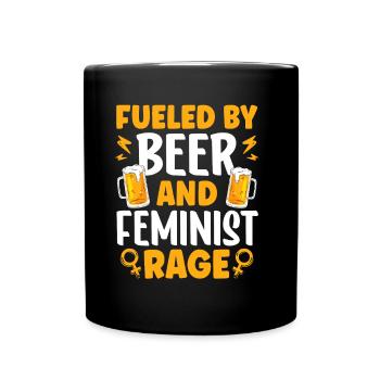Angetrieben Von Bier Und Feministischer Wut Frauen - Tasse einfarbig - Schwarz - Vorne