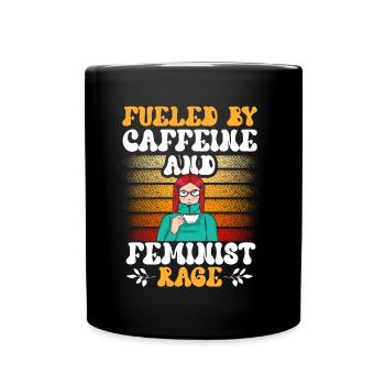 Alimenté par la caféine et la rage féministe - Mug uni - noir - Devant