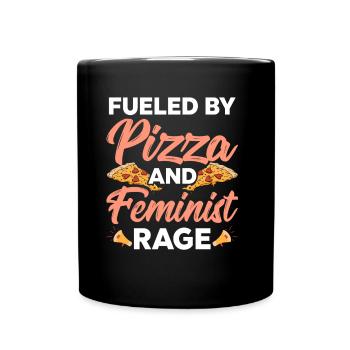 Driven by pizza and feminist anger - Full Colour Mug - black - Front