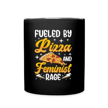 Alimenté par la pizza et la rage féministe - Mug uni - noir - Devant