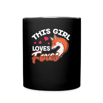 This girl loves foxes animal fox lover - Full Colour Mug - black - Front