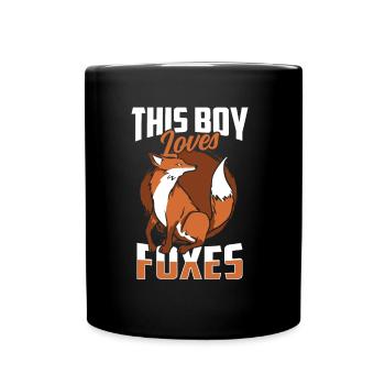 This boy loves foxes animal lover fox - Full Colour Mug - black - Front