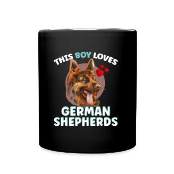 Ce garçon aime le chien de berger allemand mignon - Mug uni - noir - Devant