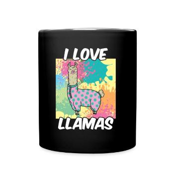 J’aime les lamas llama animal lama dictons - Mug uni - noir - Devant