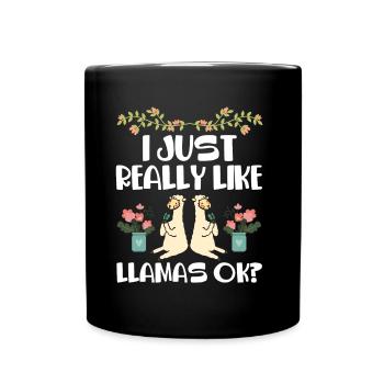 J’aime beaucoup les lamas - Mug uni - noir - Devant