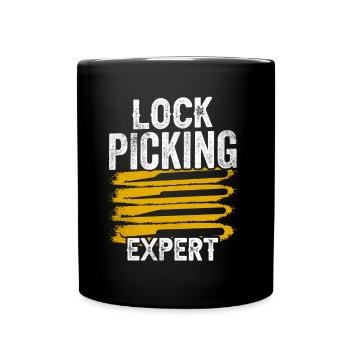 Lockpicking Experte Lock Picking Schloss Knacken - Tasse einfarbig - Schwarz - Vorne