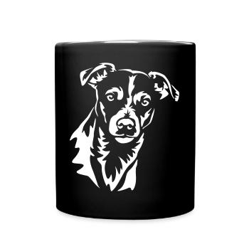 Jack Russell Terrier Kopf "Black Edition" - Tasse einfarbig - Schwarz - Vorne