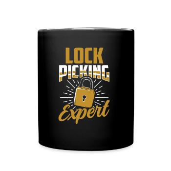 Lockpicking Experte Knacken Schloss Lock Picking - Tasse einfarbig - Schwarz - Vorne