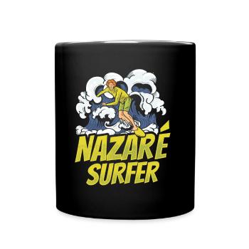 Nazaré Surfer Wellen Surfen Surfing - Tasse einfarbig - Schwarz - Vorne