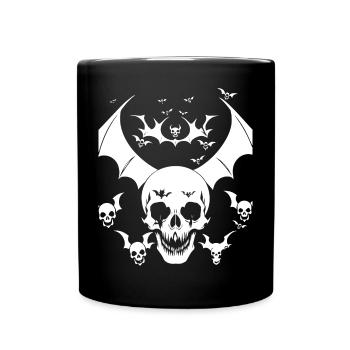 Horror Schädel Schädel Kunst Schädel Gothic Heavy Metal - Tasse einfarbig - Schwarz - Vorne