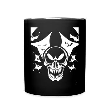 Horror Schädel Schädel Kunst Schädel Gothic Heavy Metal - Tasse einfarbig - Schwarz - Vorne