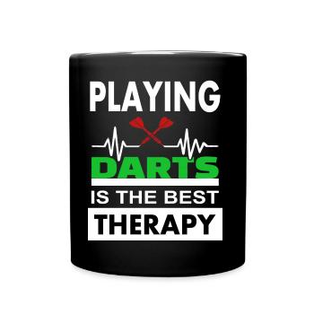 darts spielen Dartspieler Dartboard Geschenkidee - Tasse einfarbig - Schwarz - Vorne