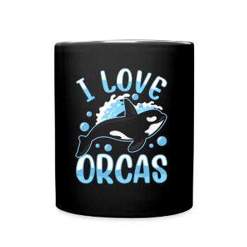 J’aime les orques Protéger les orques de mer - Mug uni - noir - Devant