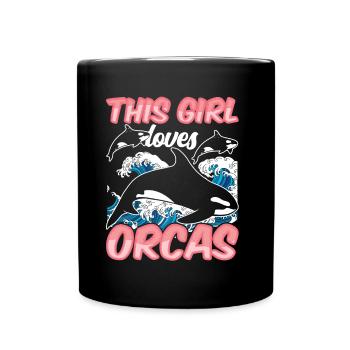 This girl loves the orcas orca shooter whale - Full Colour Mug - black - Front