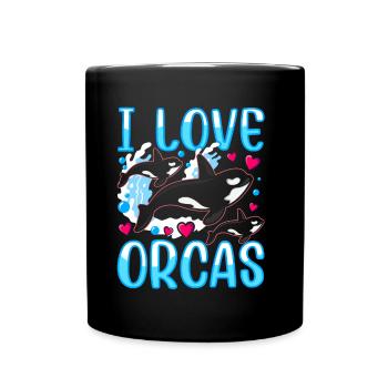 J’aime les orques mer protéger les orques baleines - Mug uni - noir - Devant