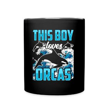 This Boy Loves Orcas Orca Whale Protecting Sea - Full Colour Mug - black - Front
