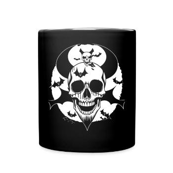 Horror Schädel Schädel Kunst Totenkopf Gothic Heavy Metal - Tasse einfarbig - Schwarz - Vorne