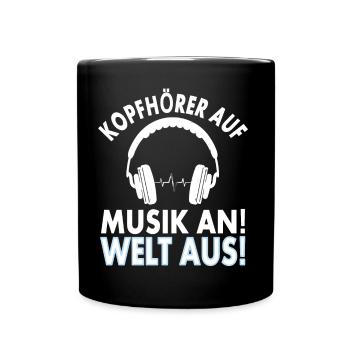 Musikfan Musik hören Kopfhörer Musiker Geschenk - Tasse einfarbig - Schwarz - Vorne