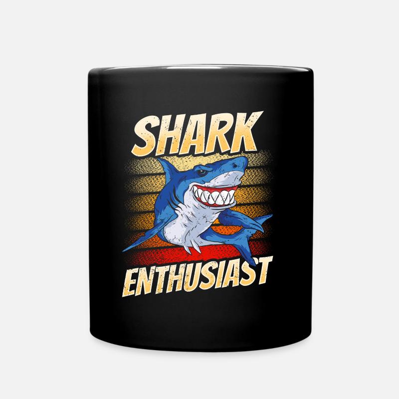 Amateur de requins Dent de requin Requin Requin Plongée Requins - Mug uni - noir