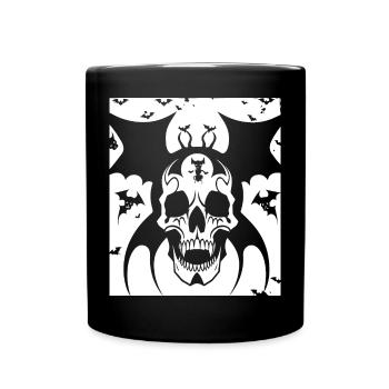 Horror Schädel Schädel Kunst Schädel Gothic Heavy Metal - Tasse einfarbig - Schwarz - Vorne