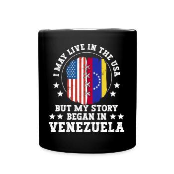 I May Live In The USA But My Story Began In - Full Colour Mug - black - Front
