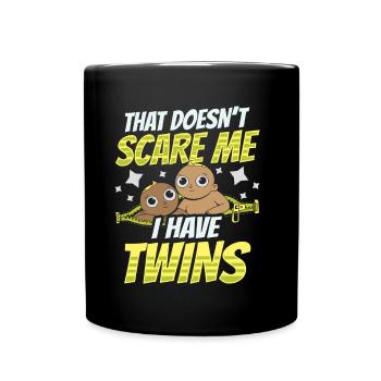 Ça ne me fait pas peur, j’ai de l’humour de jumeaux - Mug uni - noir - Devant