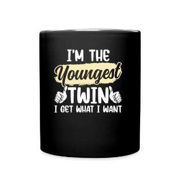 Bin Der Jüngste Zwilling Ich Bekomme Was Ich Will - Tasse einfarbig - Schwarz - Vorne