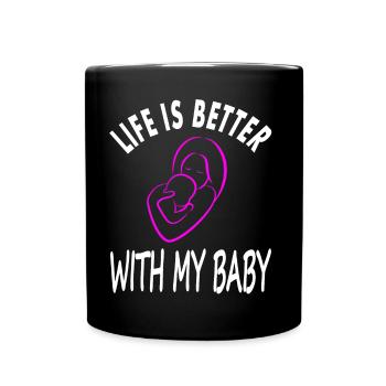 Maman et bébé à bord Fête des mères célèbrent le cadeau - Mug uni - noir - Devant