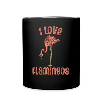 Ich Liebe Flamingos Süß Flamingo Tier Sprüche - Tasse einfarbig - Schwarz - Vorne