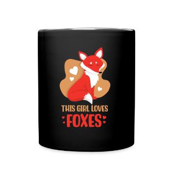 This girl loves foxes lover fox animal - Full Colour Mug - black - Front