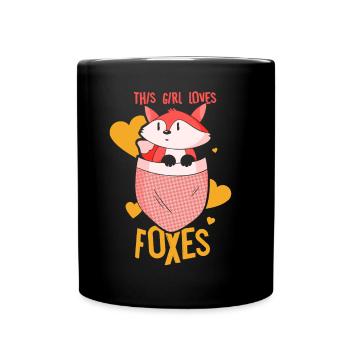 This girl loves foxes lover animal fox - Full Colour Mug - black - Front