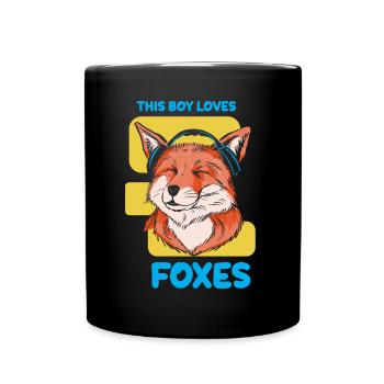 This boy loves foxes animal fox lover - Full Colour Mug - black - Front