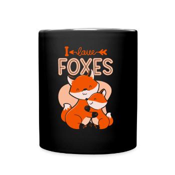 I Love Foxes Lovers Animal Fox Sayings - Full Colour Mug - black - Front