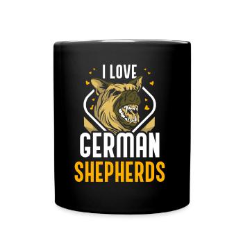 J’aime bergers allemands chien animal de compagnie mignon - Mug uni - noir - Devant