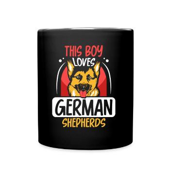 Ce garçon aime le berger allemand chien mignon - Mug uni - noir - Devant
