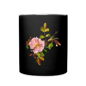 Delicate Pink Rose Blossom - Full Colour Mug - black - Front