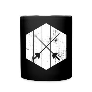 Fechter Schwerter Skizze - Tasse einfarbig - Schwarz - Vorne