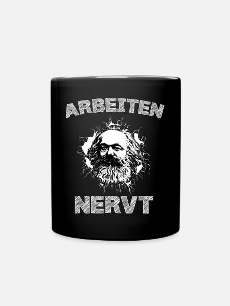 Lustiges T-Shirt: Arbeiten Nervt Arbeitszeitbetrug - Tasse einfarbig - Schwarz