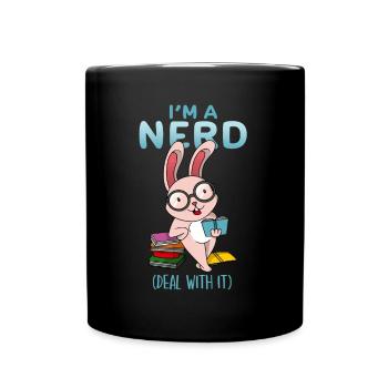 Lustiger Nerd Hase Bücherwurm Buchliebhaber Leser - Tasse einfarbig - Schwarz - Vorne