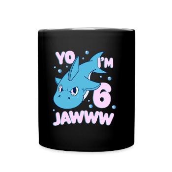 Lustiger Hai Zum 6. Geburtstag Haifisch Kinder - Tasse einfarbig - Schwarz - Vorne