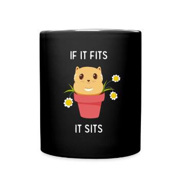 Lustige Katze Im Blumentopf Katzenliebhaber Humor - Tasse einfarbig - Schwarz - Vorne