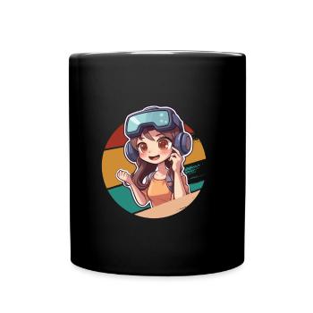 Anime Gaming Girl Réalité virtuelle introvertie - Mug uni - noir - Devant