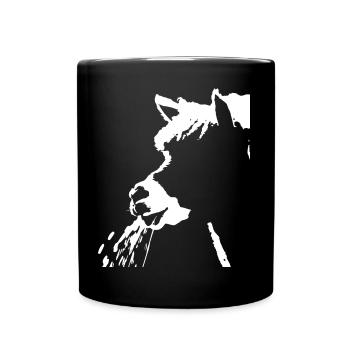 Lustige Alpaka-Silhouette Freche Spaß-Alpakas - Tasse einfarbig - Schwarz - Vorne