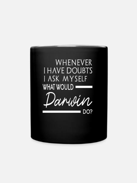 What would Darwin do - Ensfarvet krus - sort